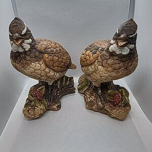Vintage Hand Painted Ceramic Quails Set Of 2